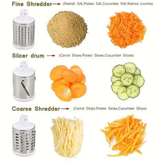 Vegetable Cutter & Slicer Manual Kitchen Cheese Chopper Machine With 3 Sharp Drums Multifunctional Garlic Potato Shredder