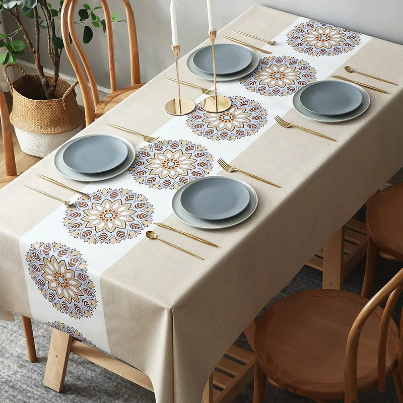 Mandala Series Printed Waterproof Tablecloth Anti-scalding Thickened Rectangular