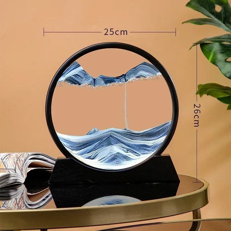 3D Moving Sand Art Picture – Round Glass Deep Sea Sandscape Hourglass