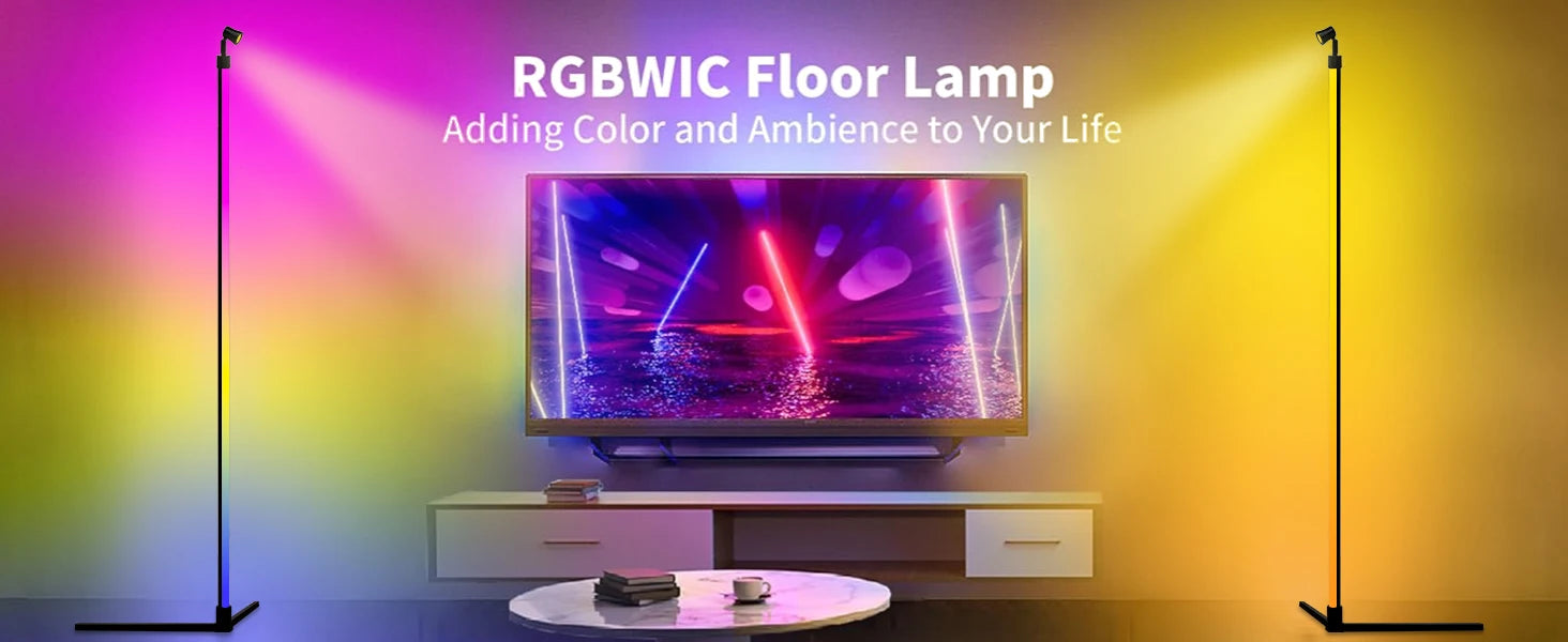 Smart RGB Dream Color LED Floor Lamp APP & Remote Control with Music Sync 16 Million Color Change Standing Mood Light Desk Lamp