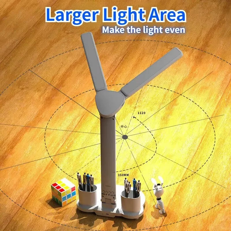 180 Rechargeable LED Clock Dimmable Desk Lamp Rotating Foldable Desktop Reading Night Light Eye Protection