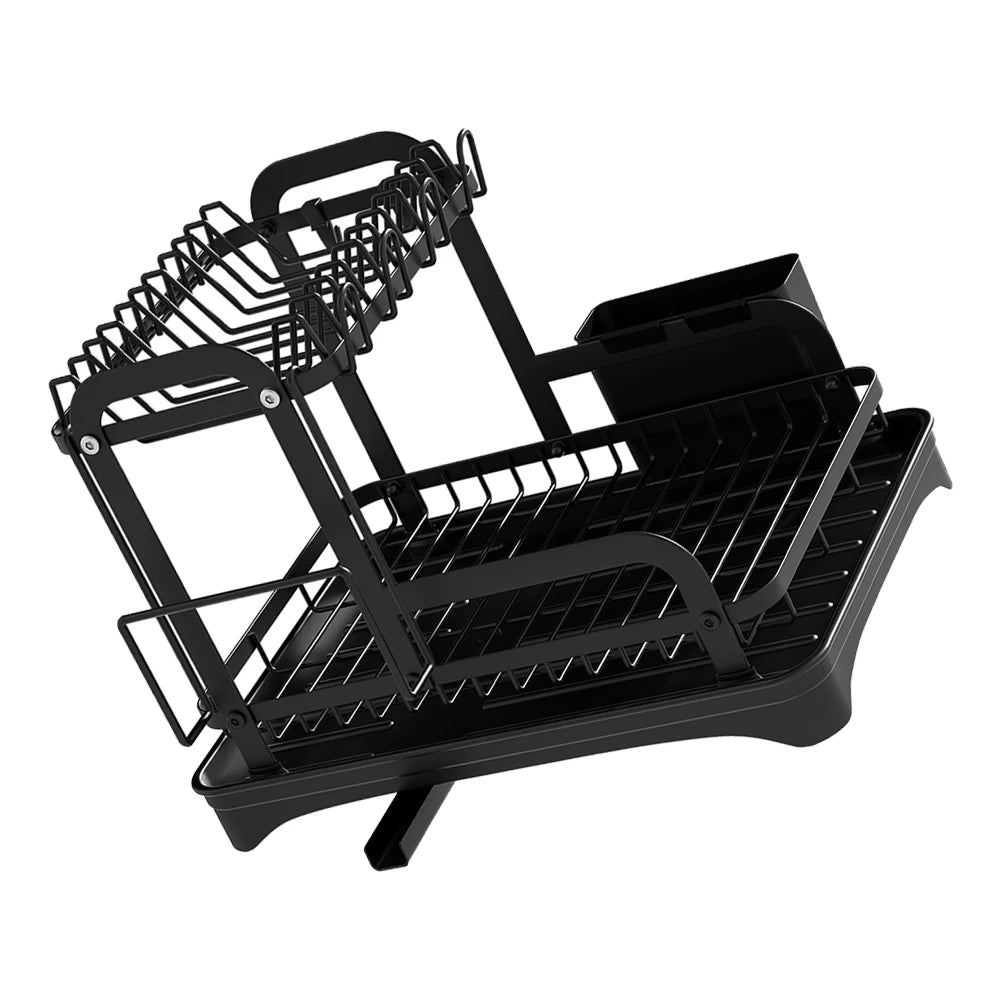 360° rotating storage rack double-layer kitchen tableware drying rack