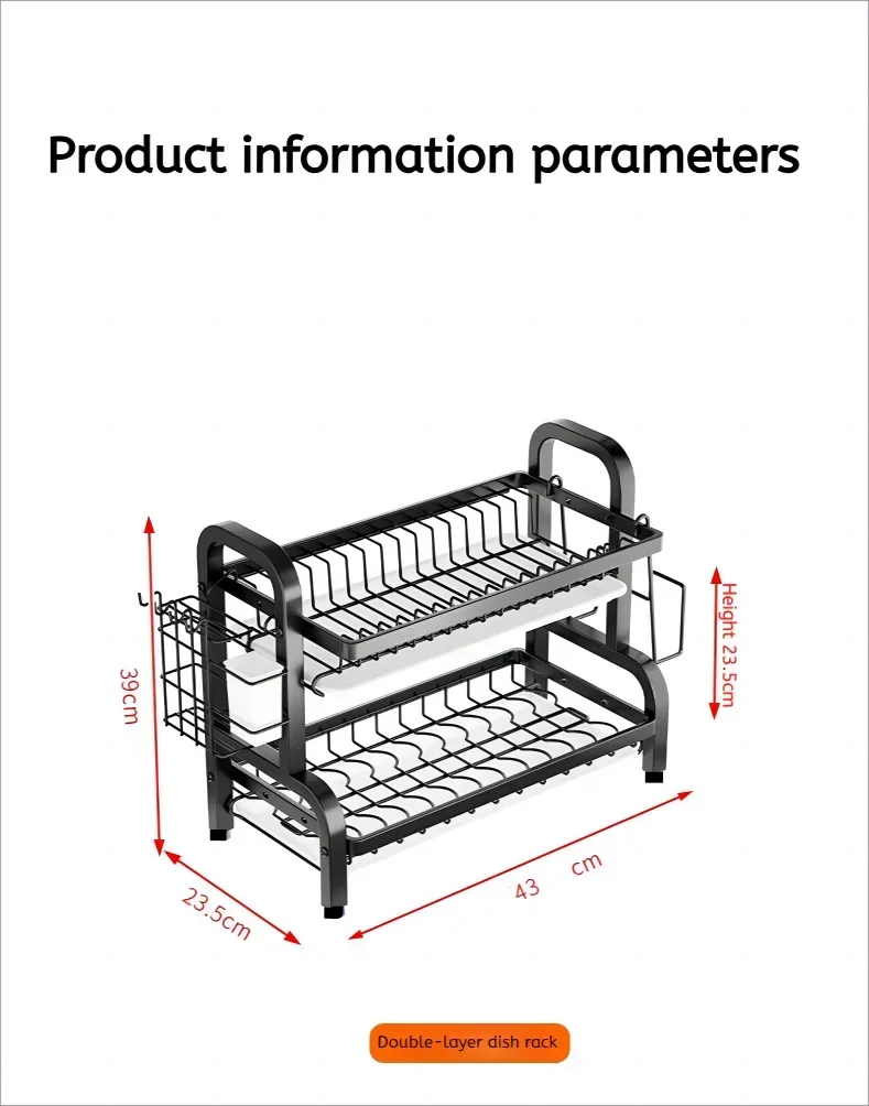 Dish Drying Rack 2-Tier Compact Kitchen Dish Rack