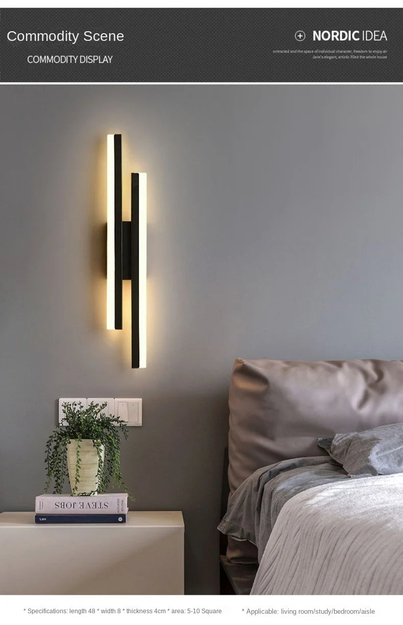 Modern LED Wall Lamp Wall Sconces Copper Line Pipe Acrylic Lampshade Indoor Lighting for Living Room Corridor Light Fixture