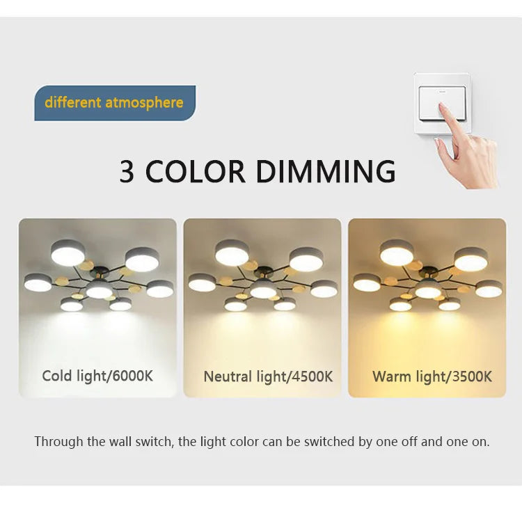 Modern 3 Different Colors LED Chandelier suitable for Living room Bedroom Hotel  Study room Home decoration indoor Lighting