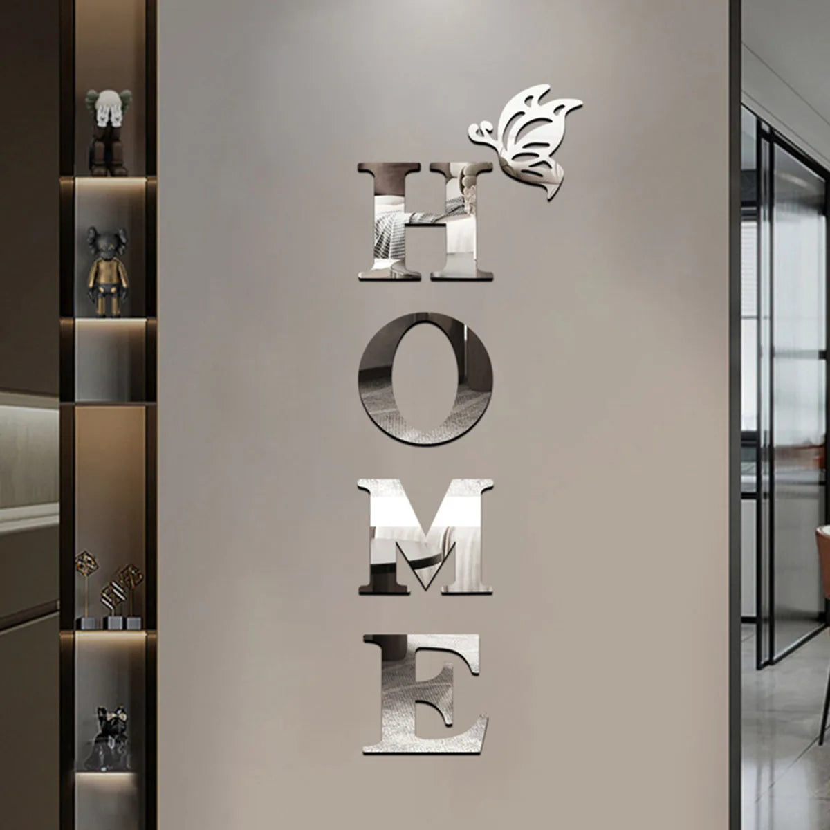 Home Logo 3D Mirror Wall Sticker, Entrance Decoration