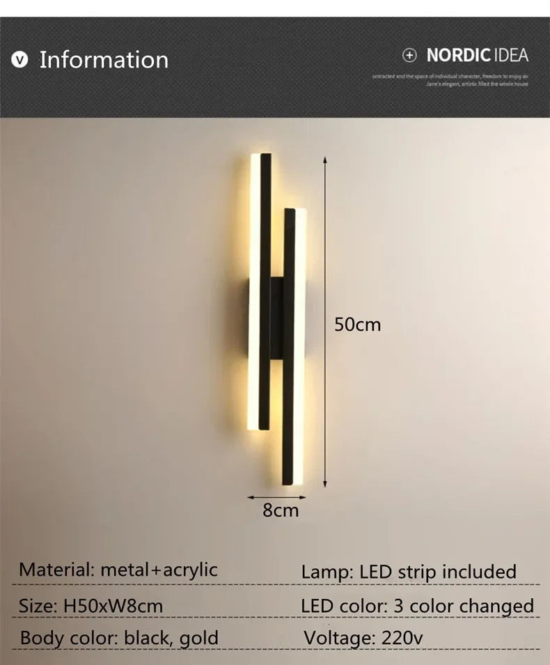 Modern LED Wall Lamp Wall Sconces Copper Line Pipe Acrylic Lampshade Indoor Lighting for Living Room Corridor Light Fixture