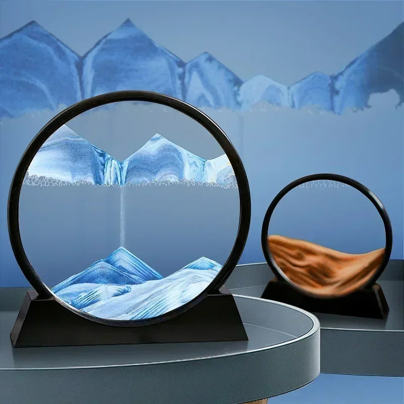 3D Moving Sand Art Picture – Round Glass Deep Sea Sandscape Hourglass