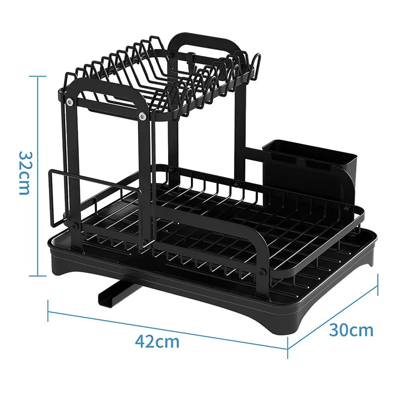 360° rotating storage rack double-layer kitchen tableware drying rack