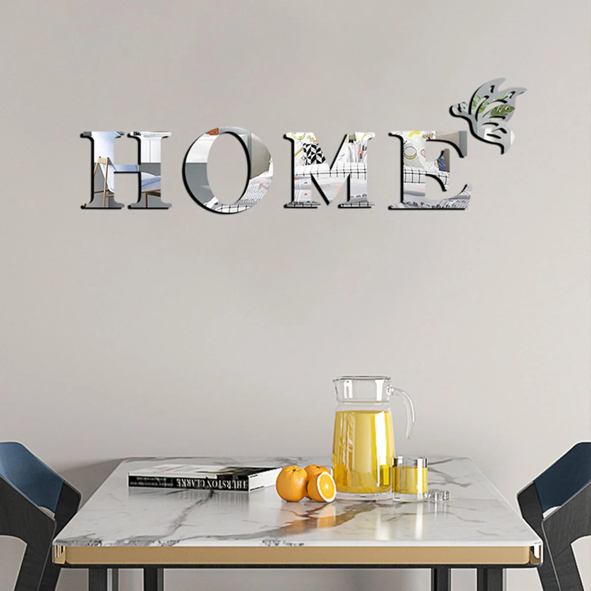 Home Logo 3D Mirror Wall Sticker, Entrance Decoration