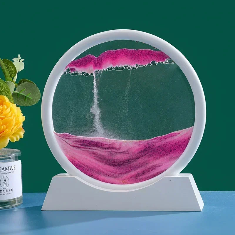 3D Moving Sand Art Picture – Round Glass Deep Sea Sandscape Hourglass