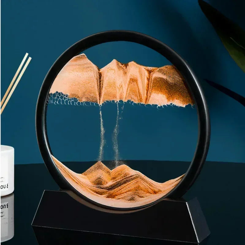 3D Moving Sand Art Picture – Round Glass Deep Sea Sandscape Hourglass