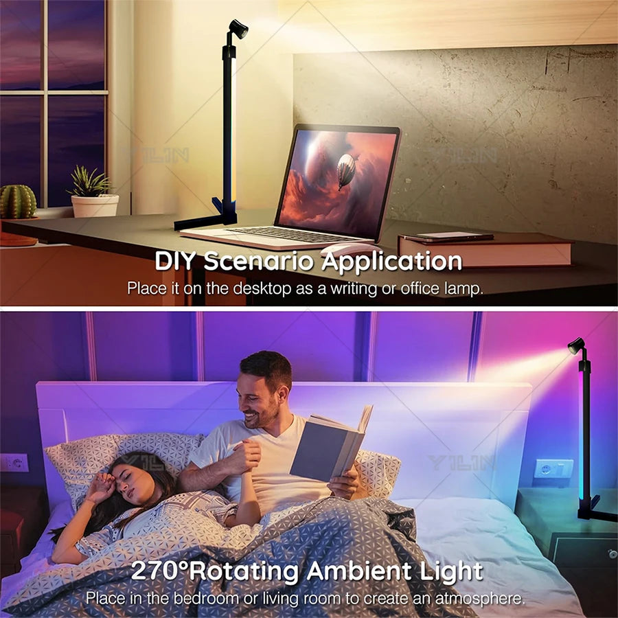 Smart RGB Dream Color LED Floor Lamp APP & Remote Control with Music Sync 16 Million Color Change Standing Mood Light Desk Lamp