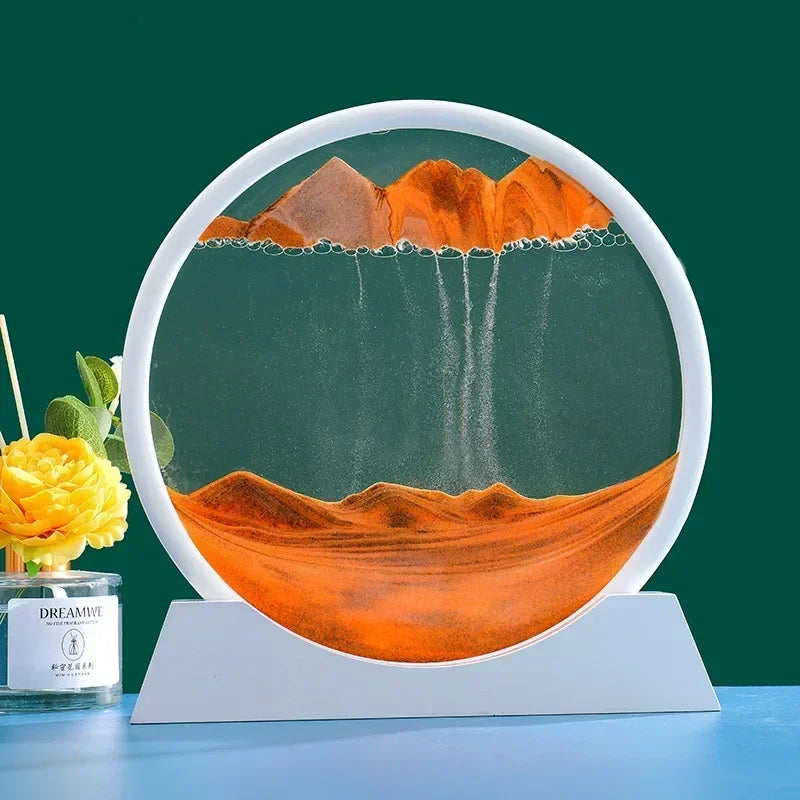 3D Moving Sand Art Picture – Round Glass Deep Sea Sandscape Hourglass