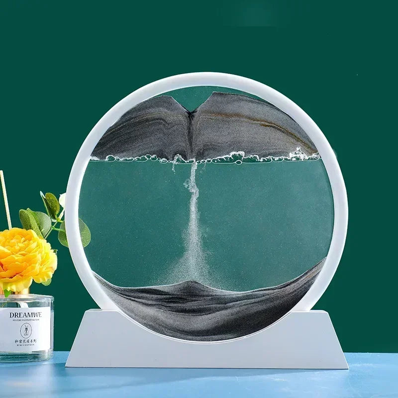 3D Moving Sand Art Picture – Round Glass Deep Sea Sandscape Hourglass