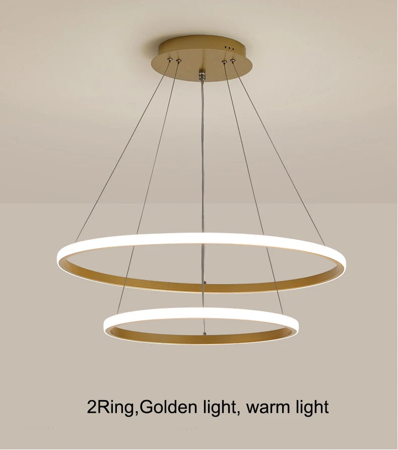 Modern Pendant Lamp Led Rings Circle Ceiling Hanging Chandelier Black Loft Living Dining Room Kitchen Indoor Lighting Fixture