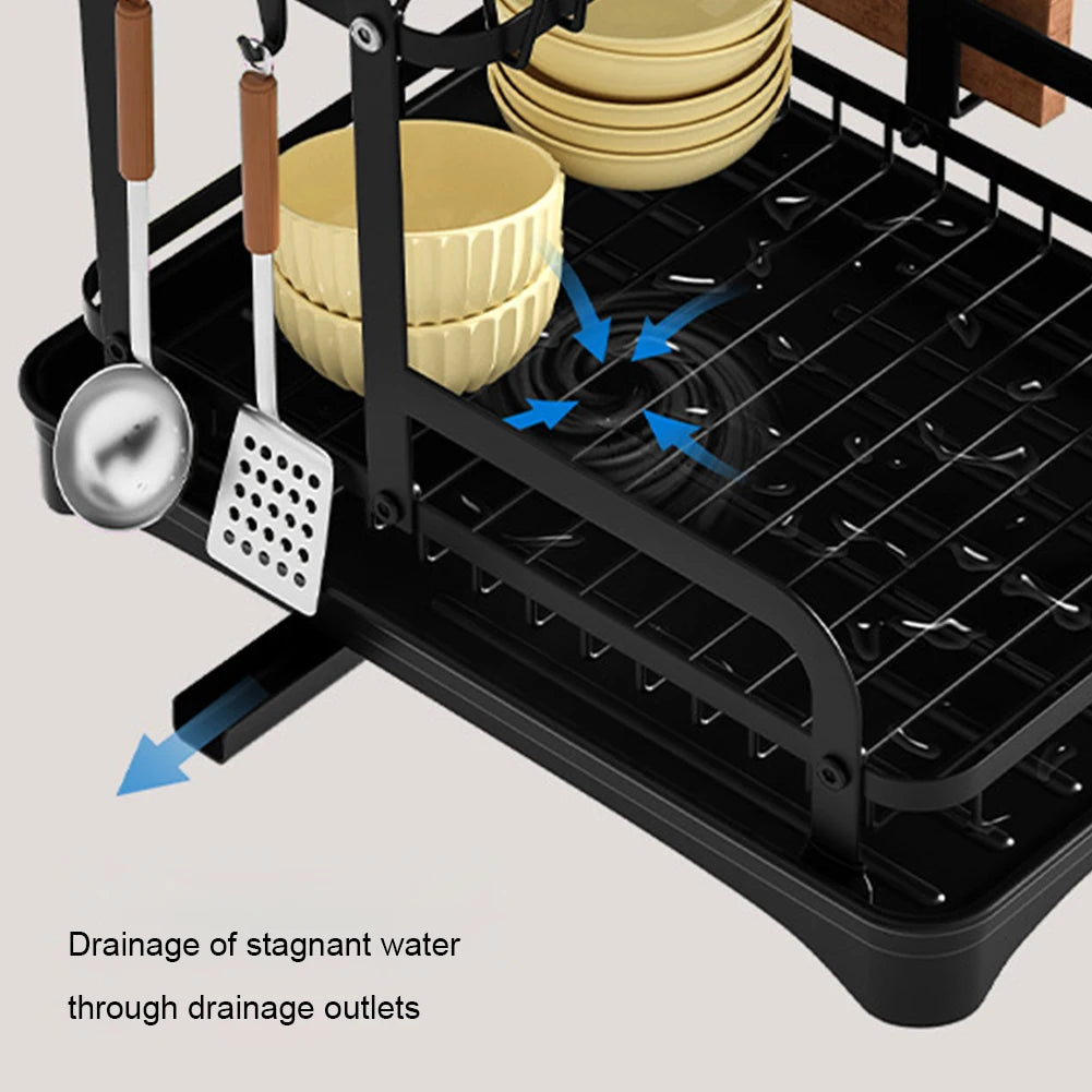 360° rotating storage rack double-layer kitchen tableware drying rack