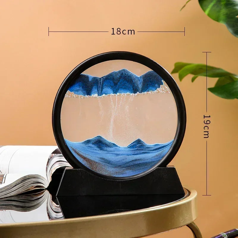 3D Moving Sand Art Picture – Round Glass Deep Sea Sandscape Hourglass