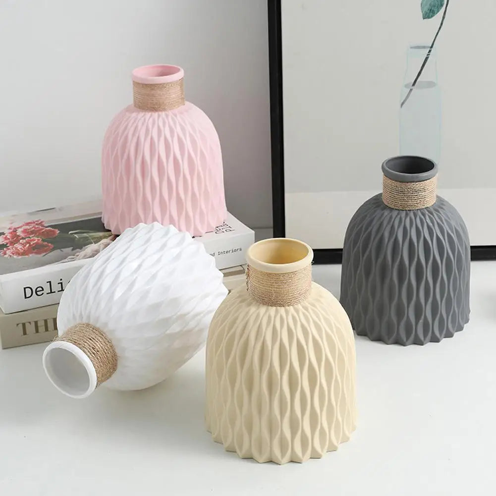 Rope Plastic Vase Flower Arrangement DIY Flowerpot Living Room