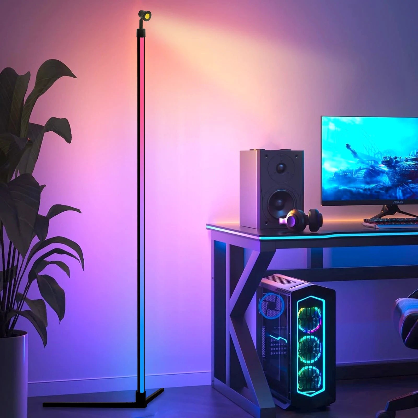 Smart RGB Dream Color LED Floor Lamp APP & Remote Control with Music Sync 16 Million Color Change Standing Mood Light Desk Lamp