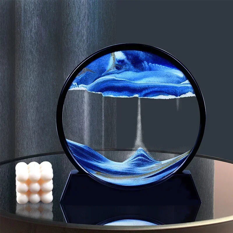 3D Moving Sand Art Picture – Round Glass Deep Sea Sandscape Hourglass