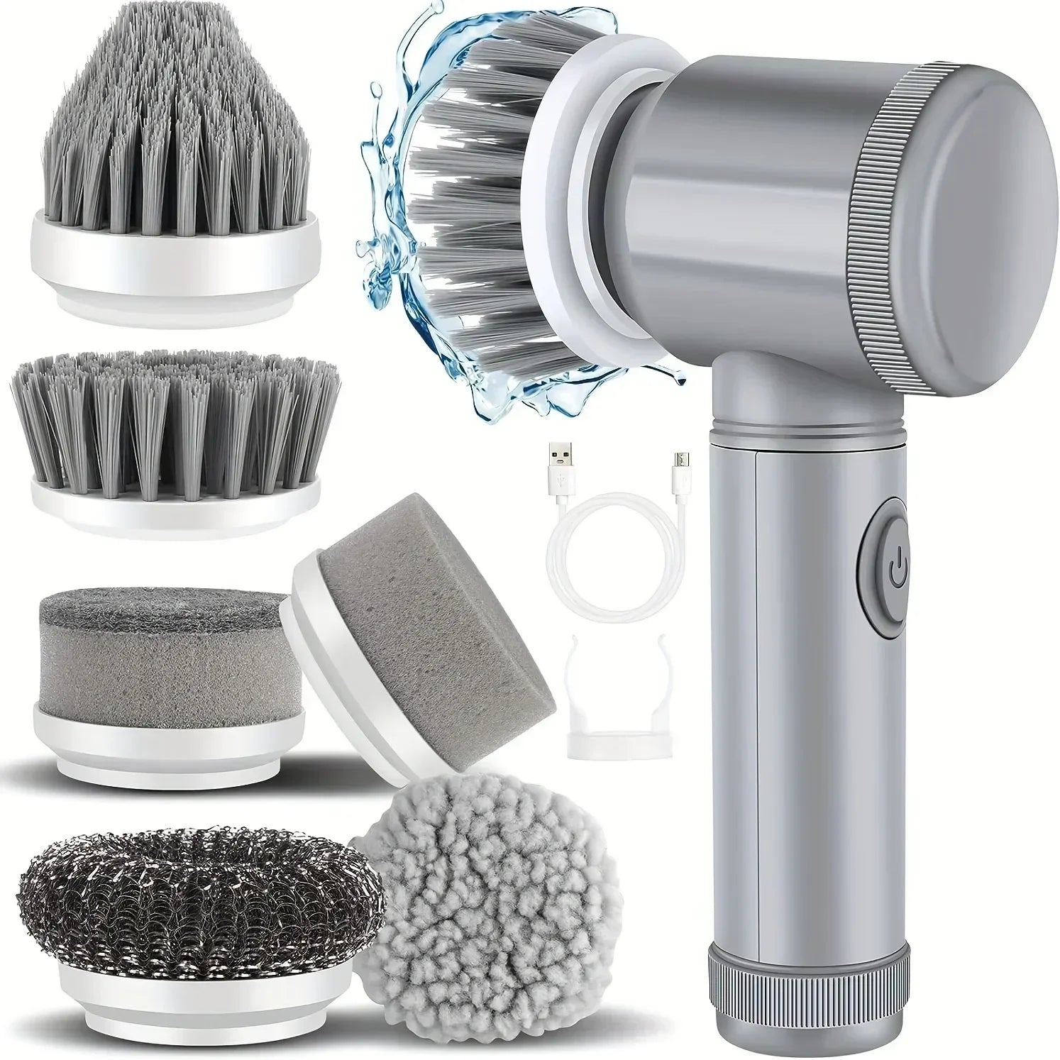 Electric Spin Scrubber Cordless Spin Scrubber with 6 Replaceable Brush Heads