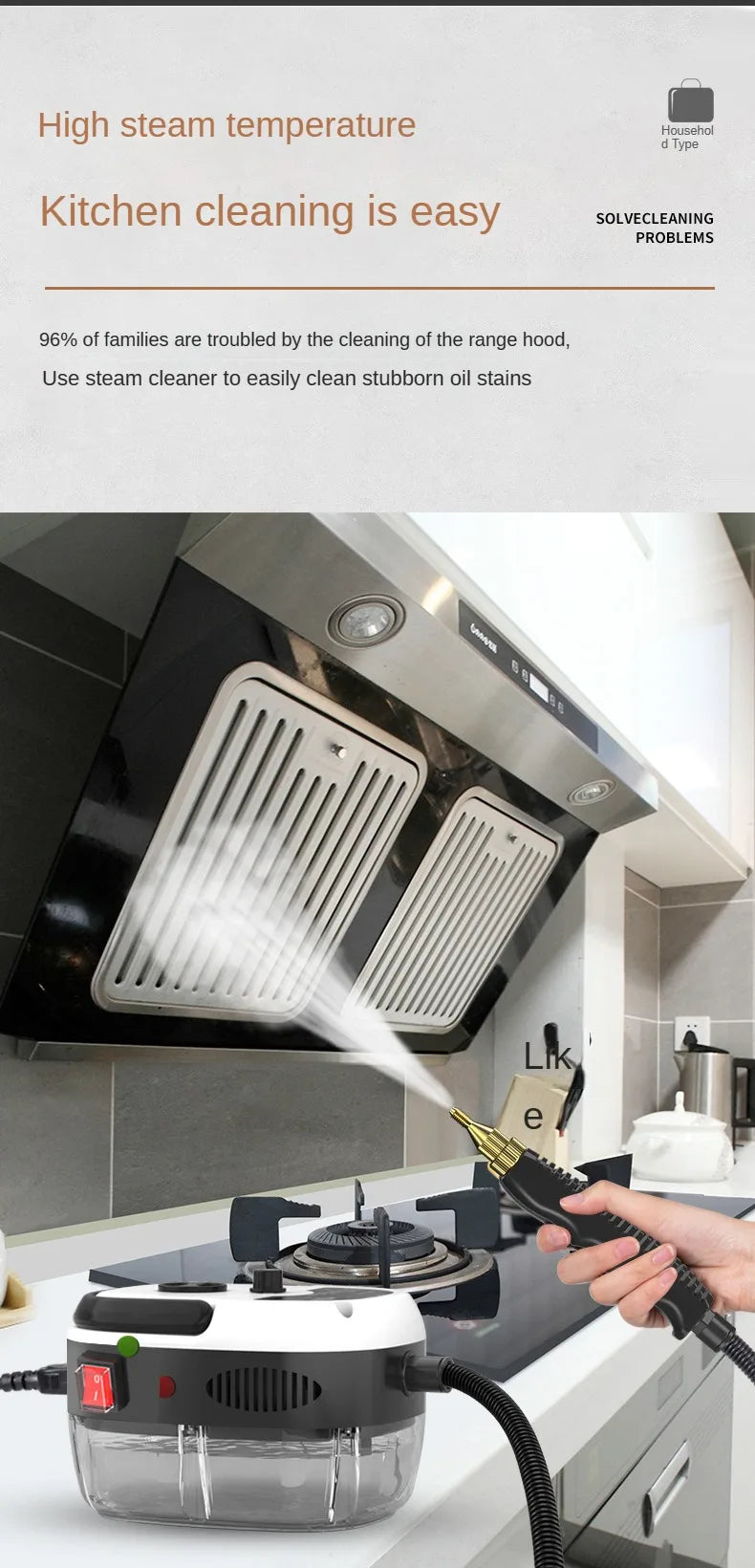 2500W Steam Cleaner High temperature Jet Washer Range Hood for Kitchen Air Conditioner Home Appliances