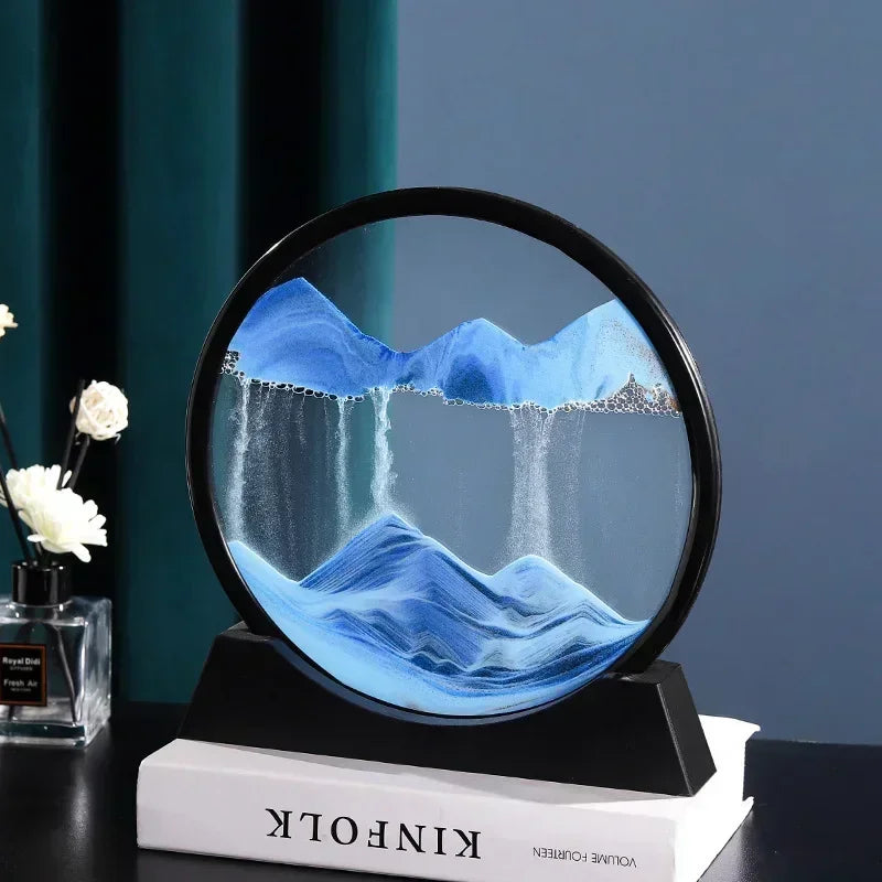 3D Moving Sand Art Picture – Round Glass Deep Sea Sandscape Hourglass