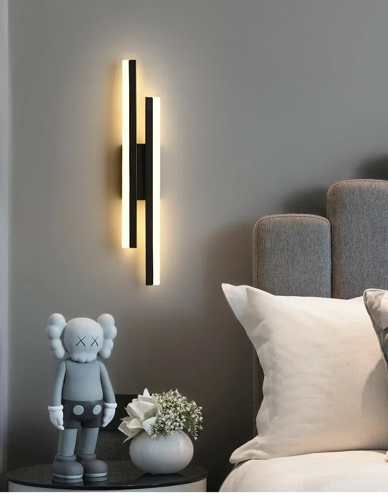 Modern LED Wall Lamp Wall Sconces Copper Line Pipe Acrylic Lampshade Indoor Lighting for Living Room Corridor Light Fixture