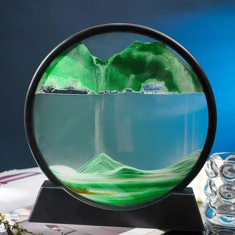 3D Moving Sand Art Picture – Round Glass Deep Sea Sandscape Hourglass