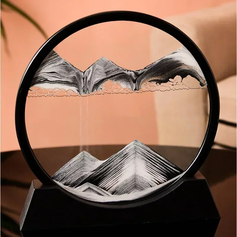 3D Moving Sand Art Picture – Round Glass Deep Sea Sandscape Hourglass