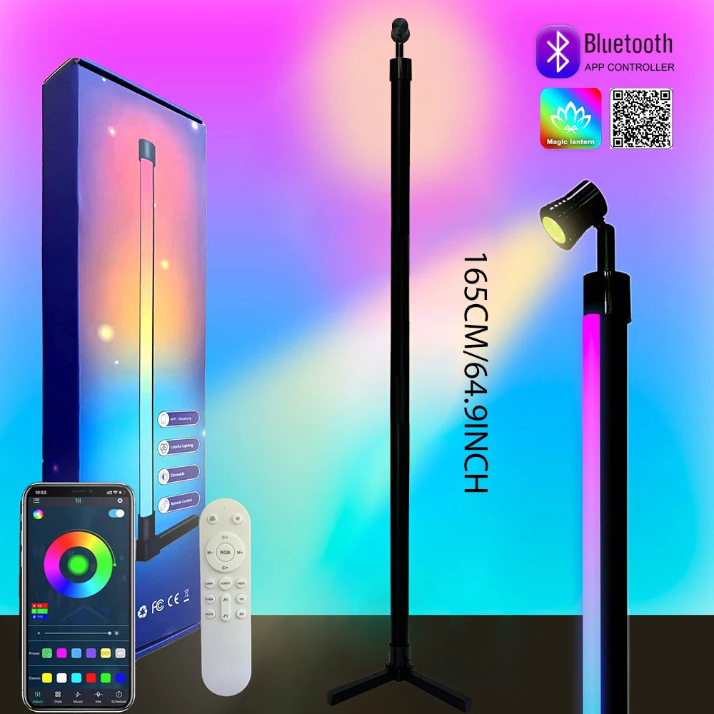 Smart RGB Dream Color LED Floor Lamp APP & Remote Control with Music Sync 16 Million Color Change Standing Mood Light Desk Lamp