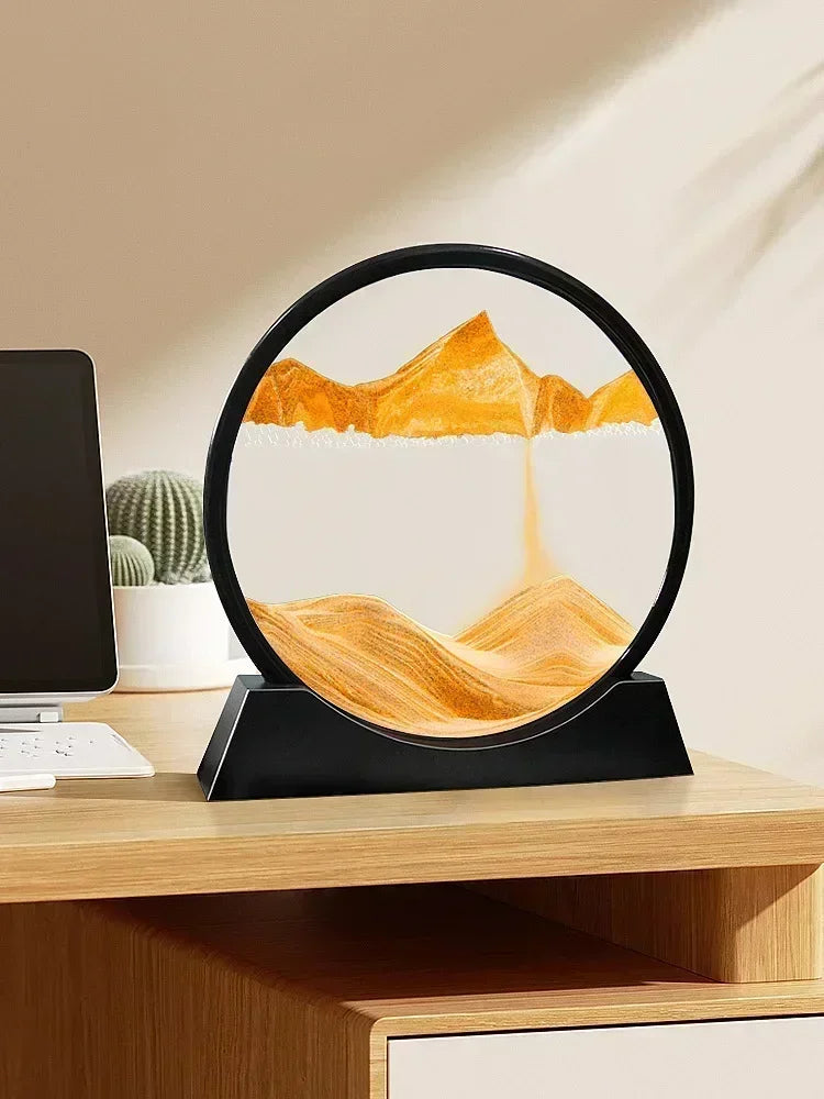 3D Moving Sand Art Picture – Round Glass Deep Sea Sandscape Hourglass