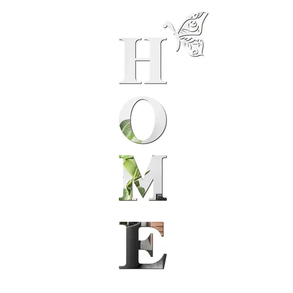 Home Logo 3D Mirror Wall Sticker, Entrance Decoration