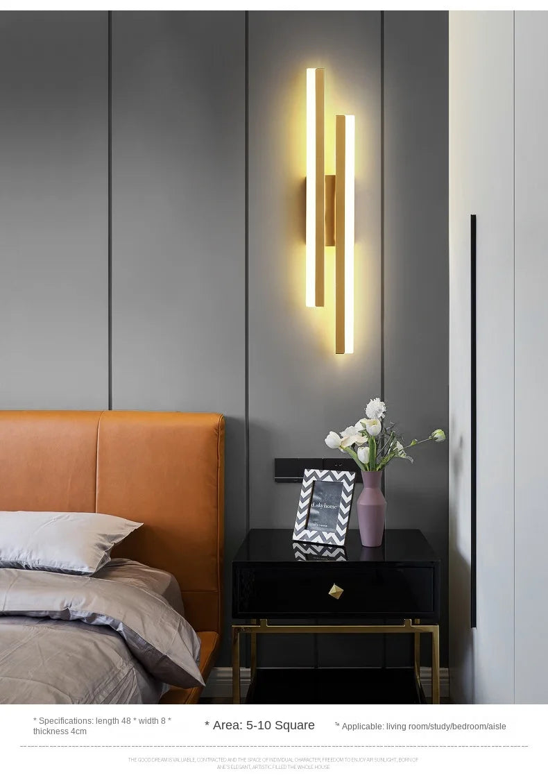 Modern LED Wall Lamp Wall Sconces Copper Line Pipe Acrylic Lampshade Indoor Lighting for Living Room Corridor Light Fixture