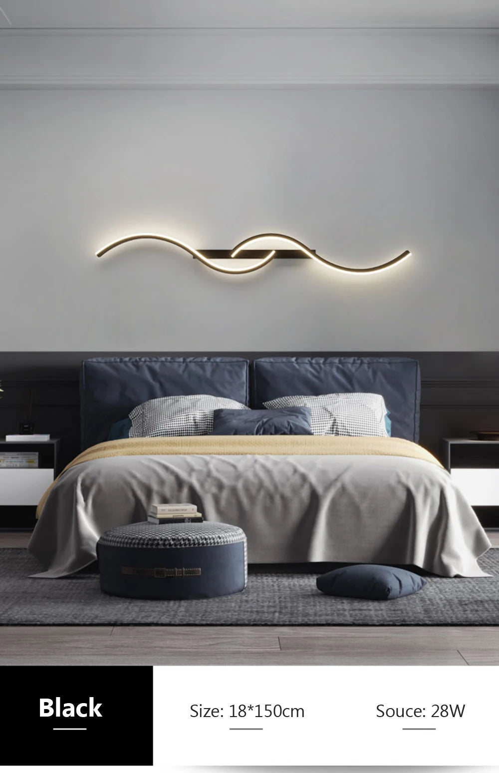 Modern LED Wall Lamp Minimalist Led Light Bedroom Bedside Long Strip Wall Sconces Living Room Home Indoor Lighting Fixture