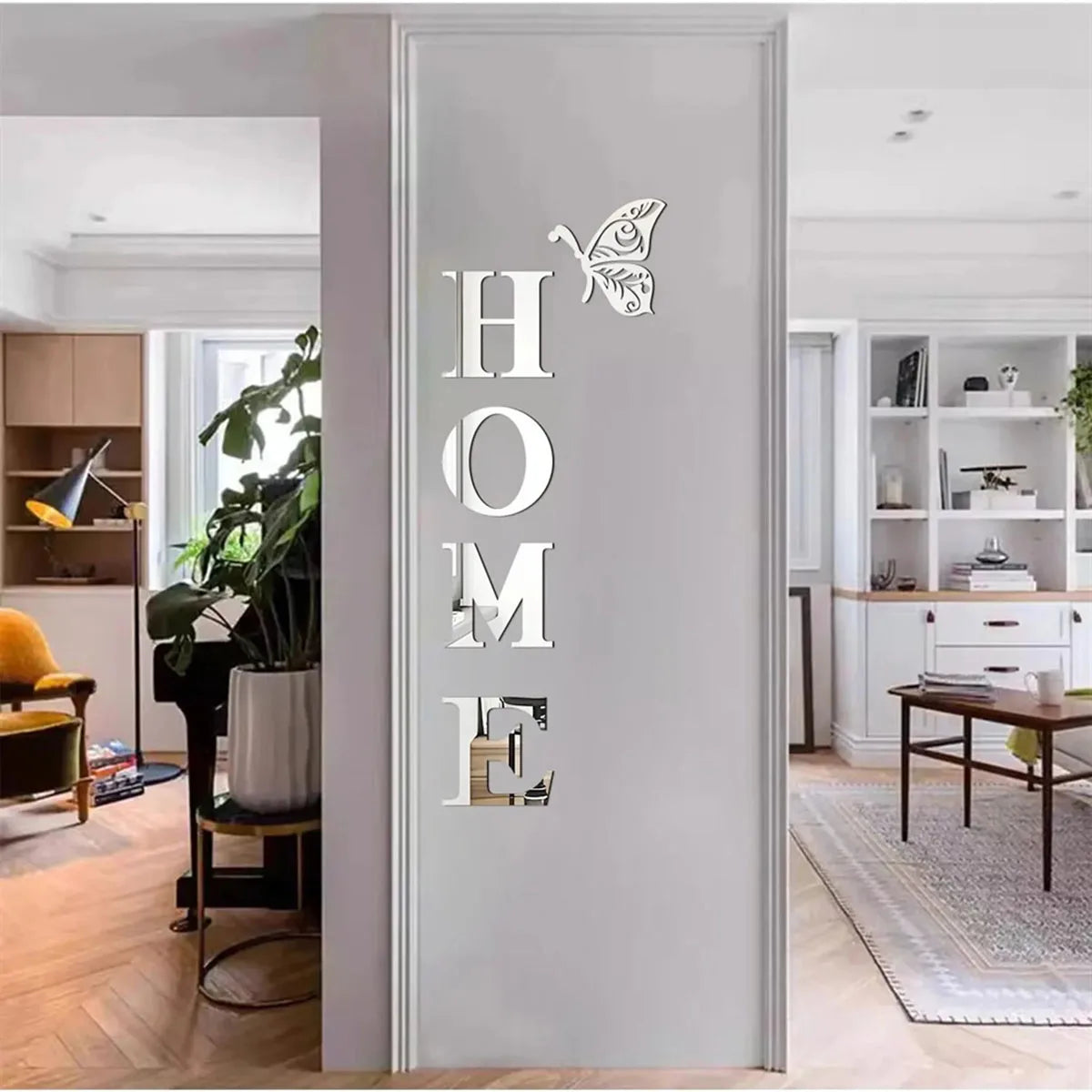 Home Logo 3D Mirror Wall Sticker, Entrance Decoration