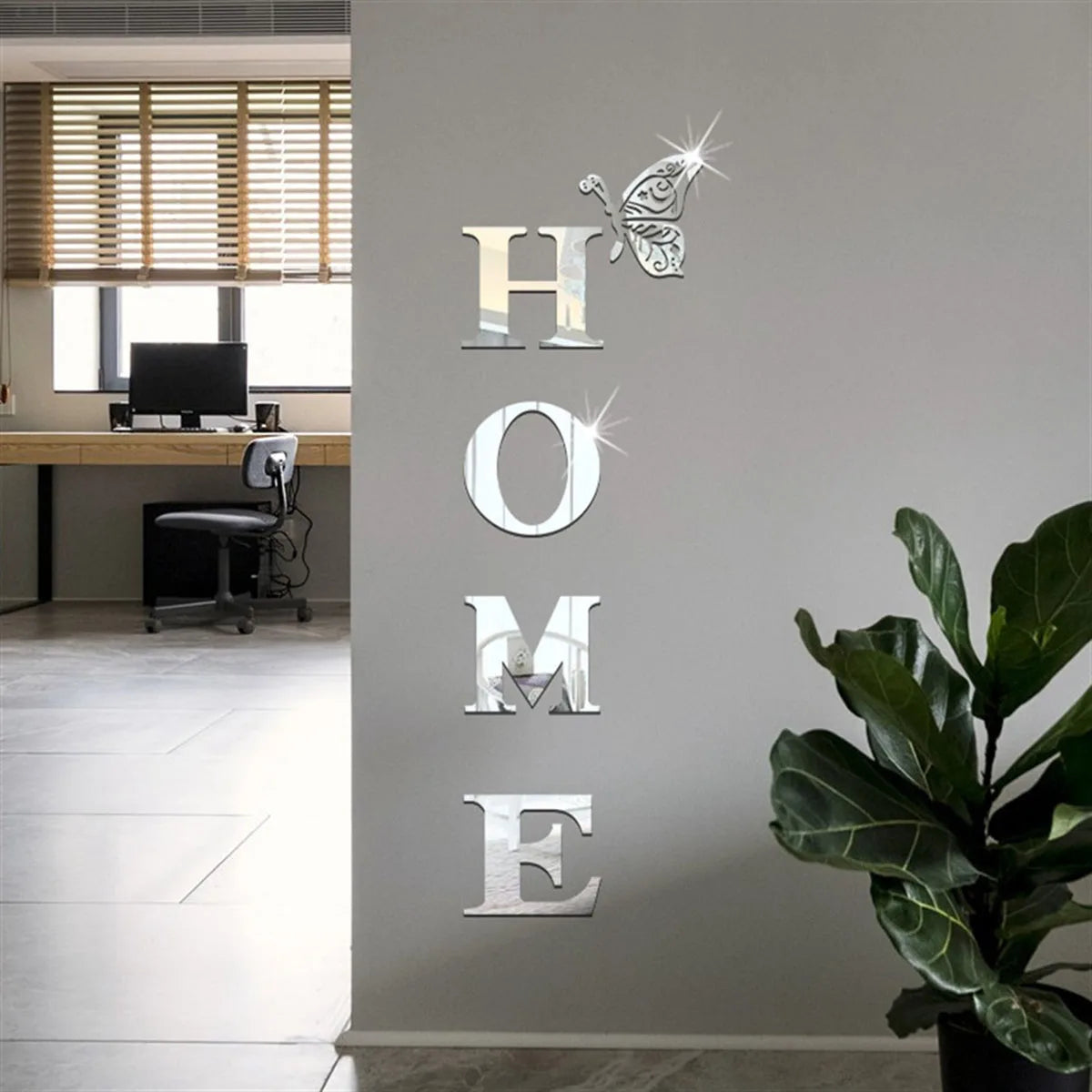 Home Logo 3D Mirror Wall Sticker, Entrance Decoration