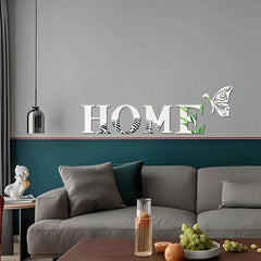 Home Logo 3D Mirror Wall Sticker, Entrance Decoration