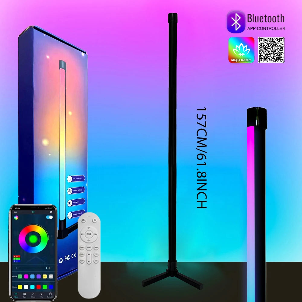 Smart RGB Dream Color LED Floor Lamp APP & Remote Control with Music Sync 16 Million Color Change Standing Mood Light Desk Lamp